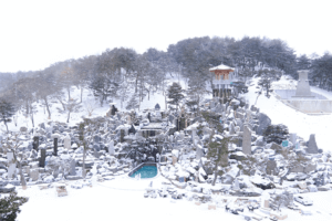 摄理月明洞_冬天大雪_覆盖圣灵瀑布